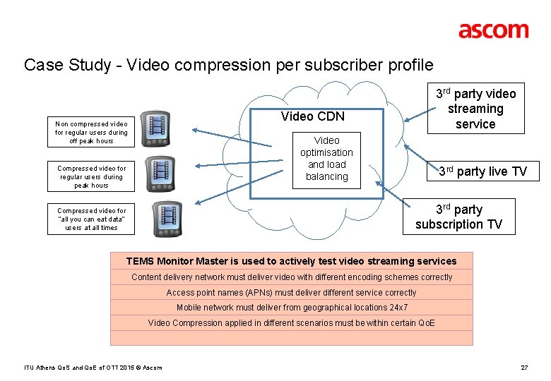 Case Study - Video compression per subscriber profile 3 rd party video streaming service