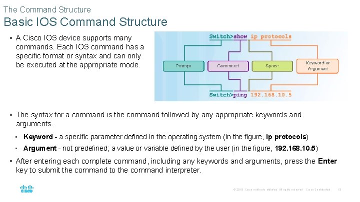 The Command Structure Basic IOS Command Structure § A Cisco IOS device supports many