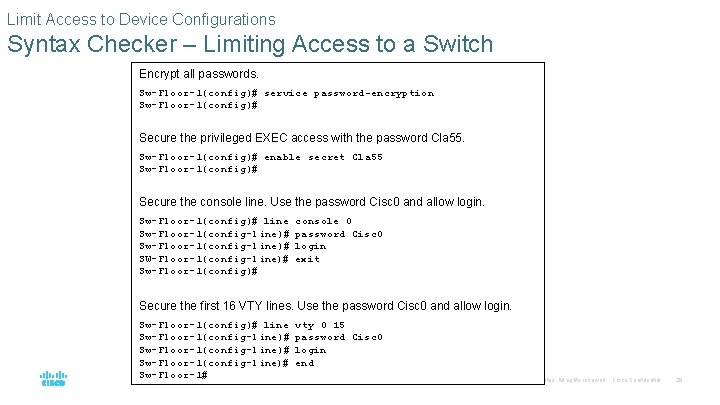 Limit Access to Device Configurations Syntax Checker – Limiting Access to a Switch Encrypt