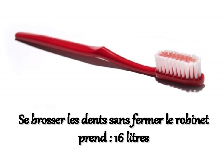 Se brosser les dents sans fermer le robinet prend : 16 litres 