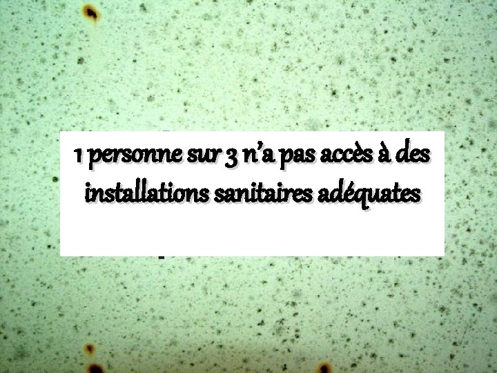 1 personne sur 3 n’a pas accès à des installations sanitaires adéquates 