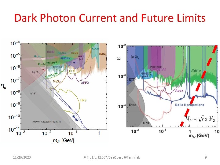 Dark Photon Current and Future Limits 11/26/2020 Ming Liu, E 1067/Sea. Quest @Fermilab 9