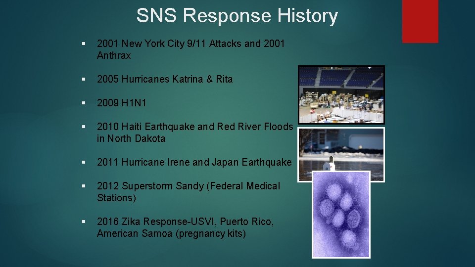 SNS Response History § 2001 New York City 9/11 Attacks and 2001 Anthrax §
