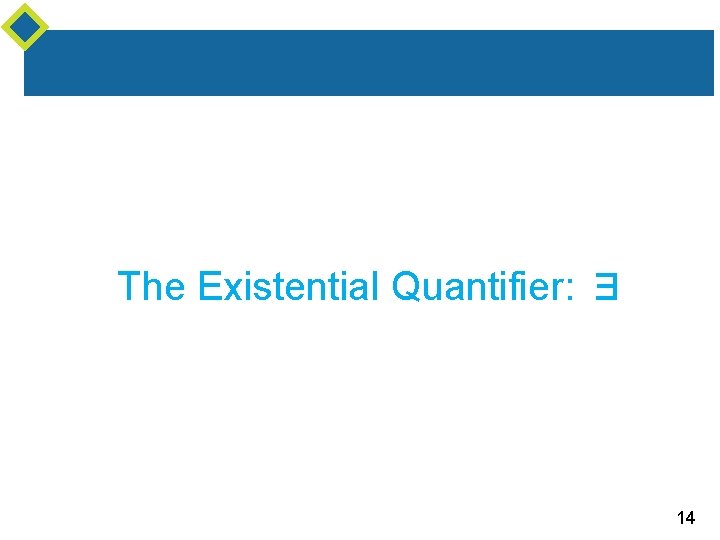 The Existential Quantifier: ∃ 14 