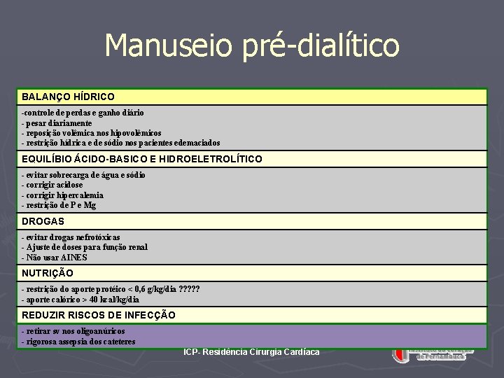 Manuseio pré-dialítico BALANÇO HÍDRICO -controle de perdas e ganho diário - pesar diariamente -