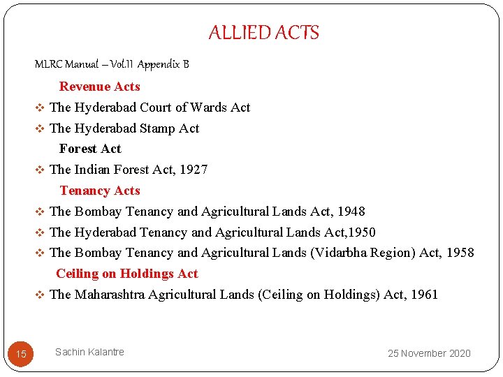 ALLIED ACTS MLRC Manual – Vol. II Appendix B v v v v 15