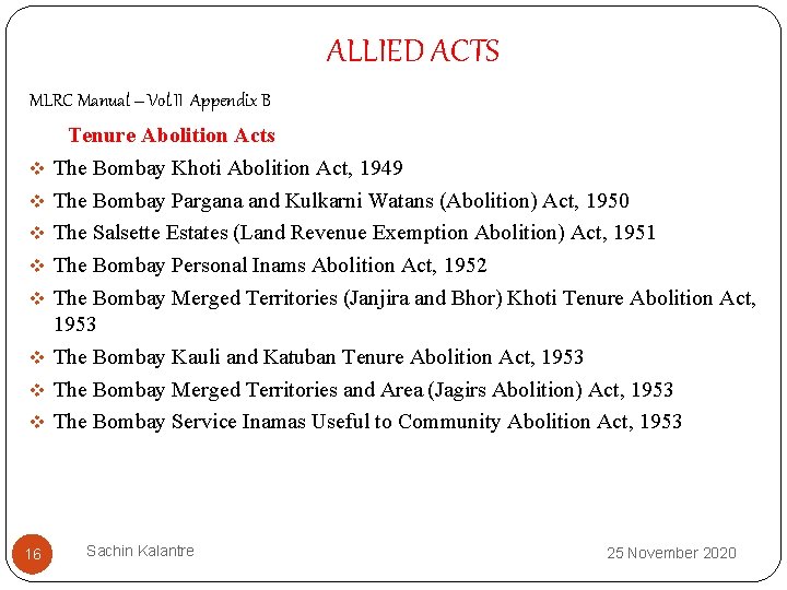 ALLIED ACTS MLRC Manual – Vol. II Appendix B v v v v 16