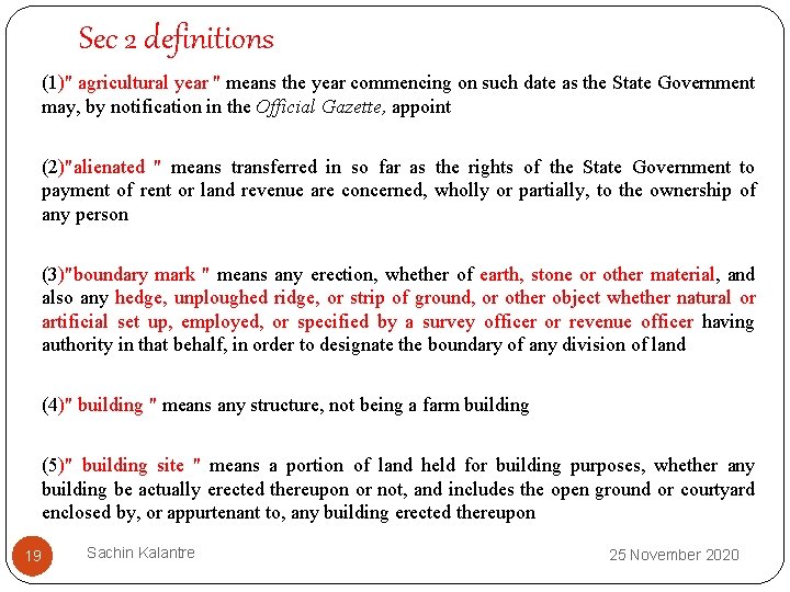 Sec 2 definitions (1)" agricultural year " means the year commencing on such date