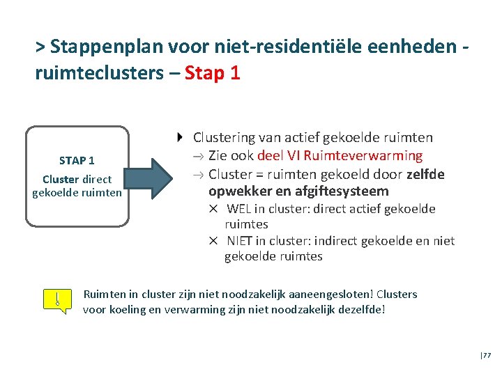 > Stappenplan voor niet-residentiële eenheden ruimteclusters – Stap 1 STAP 1 Cluster direct gekoelde