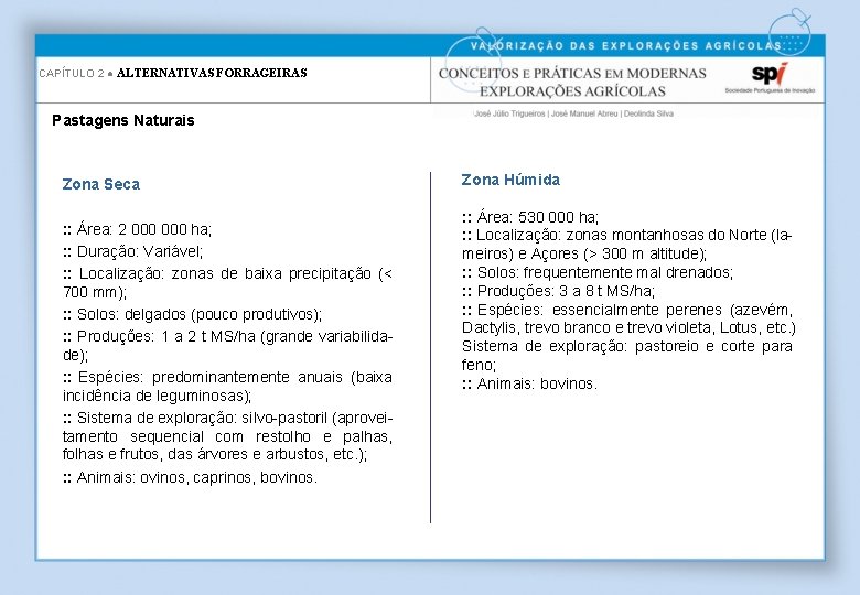 CAPÍTULO 2 ● ALTERNATIVAS FORRAGEIRAS Pastagens Naturais Zona Seca : : Área: 2 000