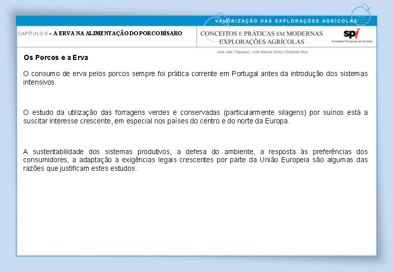 CAPÍTULO 8 ● A ERVA NA ALIMENTAÇÃO DO PORCO BÍSARO Os Porcos e a