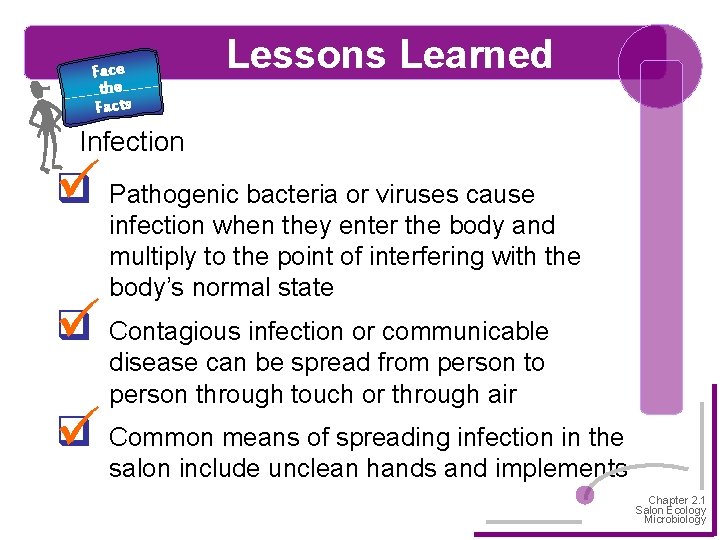 Face the Facts Lessons Learned Infection q Pathogenic bacteria or viruses cause infection when