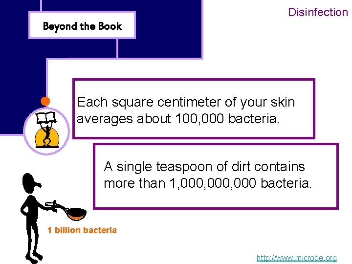 Disinfection Beyond the Book Each square centimeter of your skin averages about 100, 000