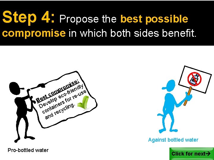 Step 4: Propose the best possible compromise in which both sides benefit. se: y Step 4: Propose the best possible compromise in which both sides benefit. se: y
