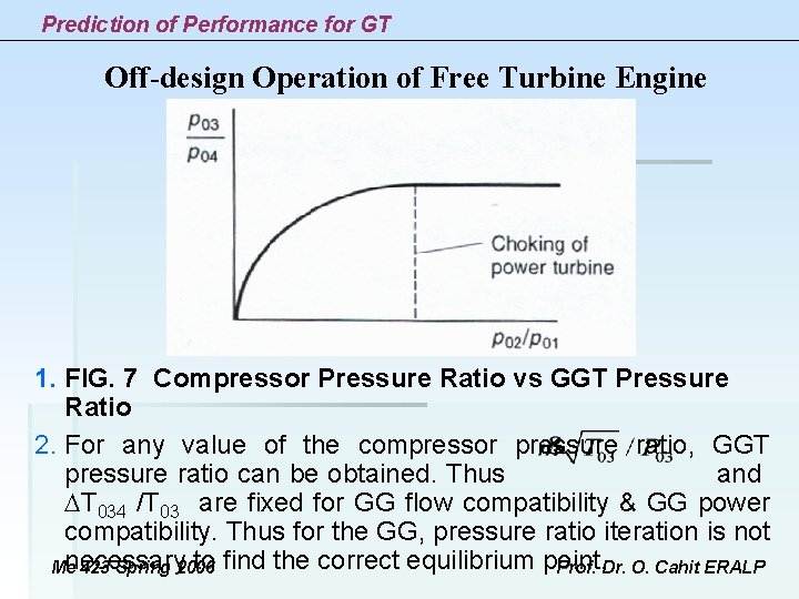 Prediction of Performance for GT Off-design Operation of Free Turbine Engine 1. FIG. 7 Prediction of Performance for GT Off-design Operation of Free Turbine Engine 1. FIG. 7