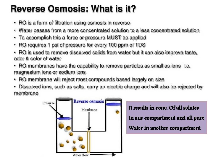 It results in conc. Of all solutes In one compartment and all pure Water