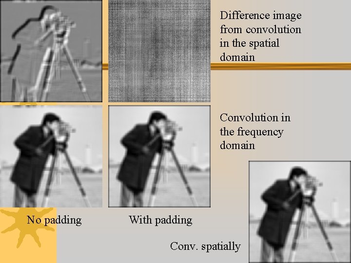 Difference image from convolution in the spatial domain Convolution in the frequency domain No
