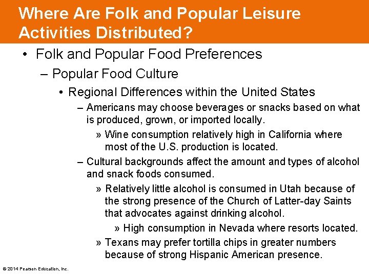 Where Are Folk and Popular Leisure Activities Distributed? • Folk and Popular Food Preferences