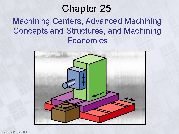 Chapter 25 Machining Centers, Advanced Machining Concepts and Structures, and Machining Economics Copyright Prentice-Hall