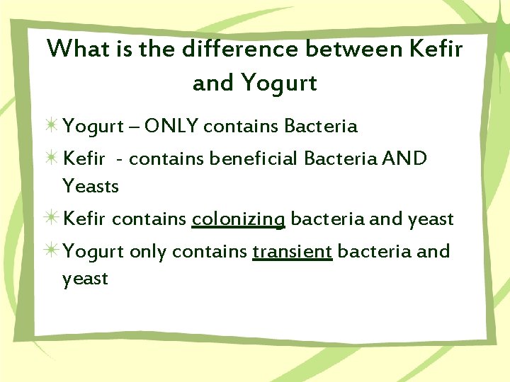 What is the difference between Kefir and Yogurt – ONLY contains Bacteria Kefir -