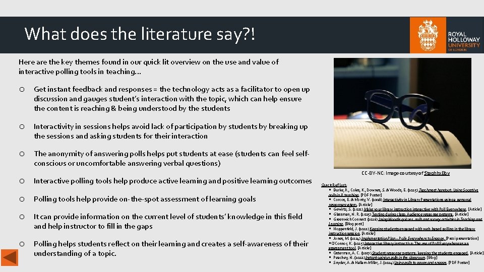 What does the literature say? ! Here are the key themes found in our