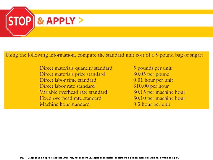 © 2011 Cengage Learning All Rights Reserved. May not be scanned, copied or duplicated,