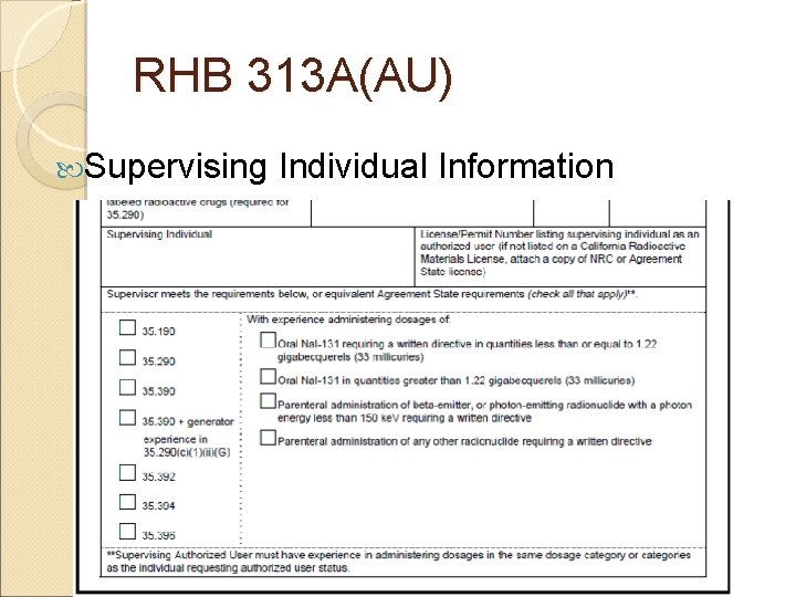 RHB 313 A(AU) Supervising Individual Information 
