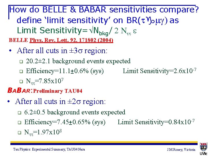 How do BELLE & BABAR sensitivities compare? define ‘limit sensitivity’ on BR(tgmg) as Limit