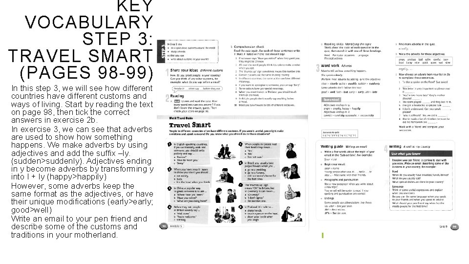 KEY VOCABULARY STEP 3: TRAVEL SMART (PAGES 98 -99) In this step 3, we