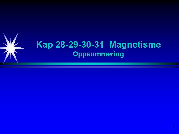 Kap 28 -29 -30 -31 Magnetisme Oppsummering 1 