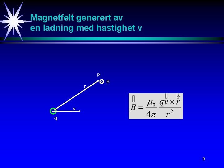 Magnetfelt generert av en ladning med hastighet v P r . B v q