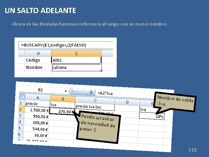 UN SALTO ADELANTE Ahora en las fórmulas haremos referencia al rango con su nuevo