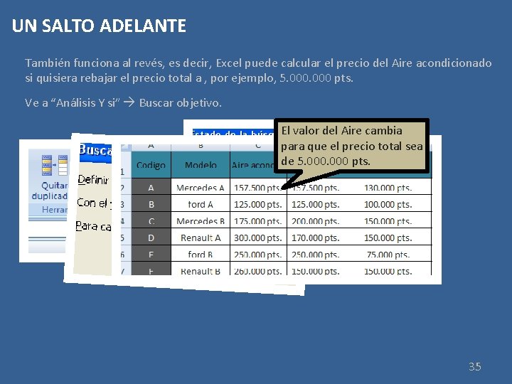 UN SALTO ADELANTE También funciona al revés, es decir, Excel puede calcular el precio