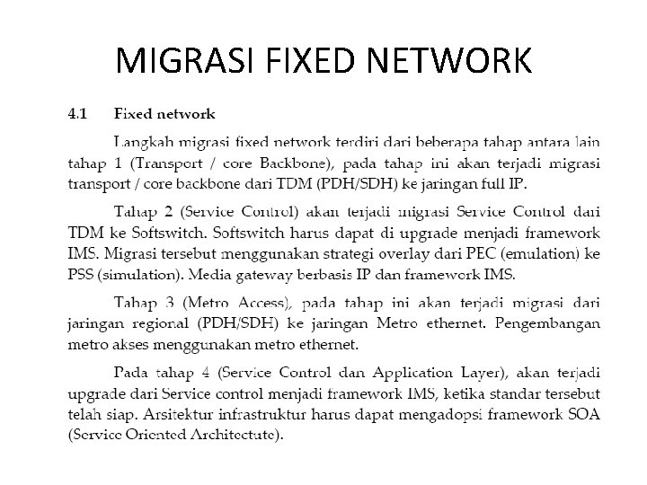 MIGRASI FIXED NETWORK 