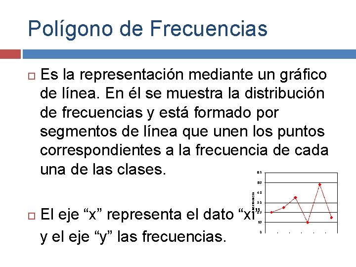 Polígono de Frecuencias Es la representación mediante un gráfico de línea. En él se