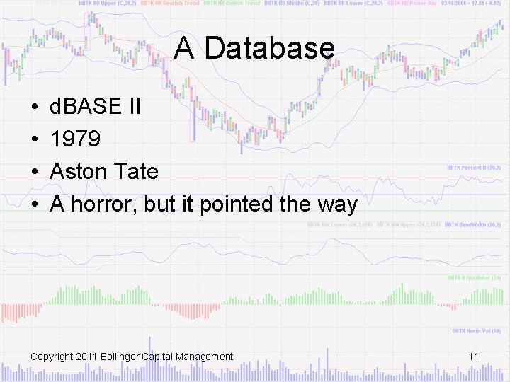 A Database • • d. BASE II 1979 Aston Tate A horror, but it