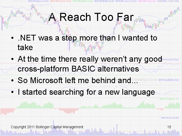 A Reach Too Far • . NET was a step more than I wanted