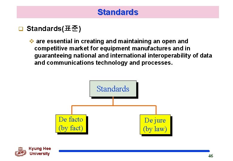 Standards q Standards(표준) v are essential in creating and maintaining an open and competitive