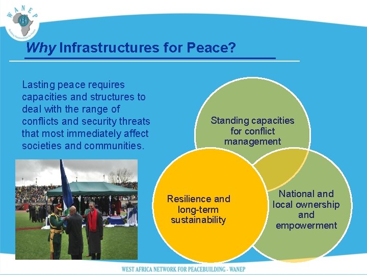 Why Infrastructures for Peace? Lasting peace requires capacities and structures to deal with the