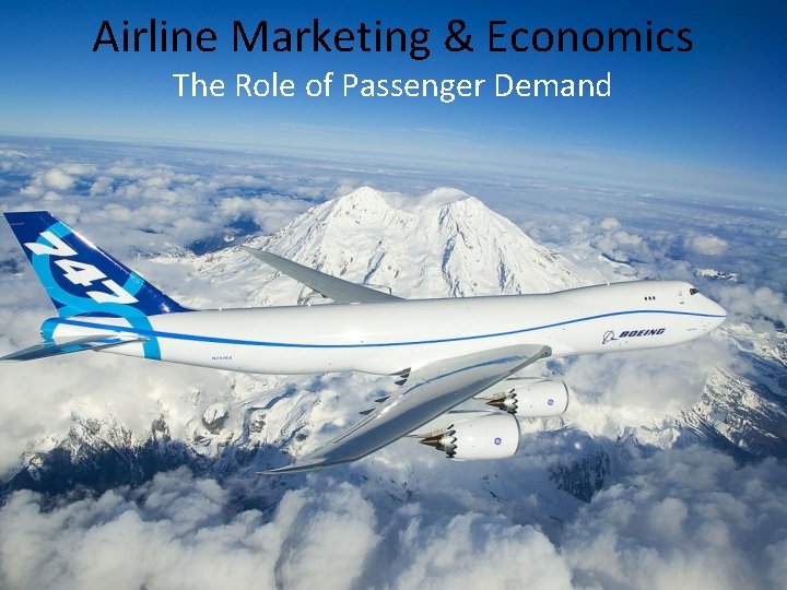 Airline Marketing & Economics The Role of Passenger Demand 