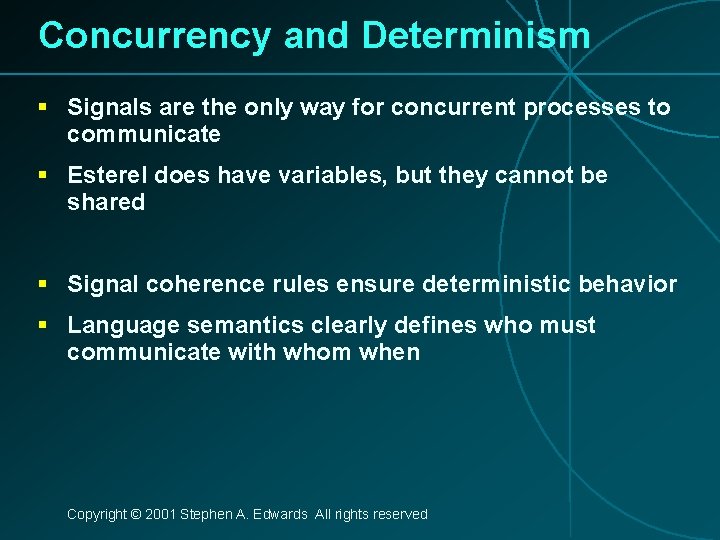 Concurrency and Determinism § Signals are the only way for concurrent processes to communicate