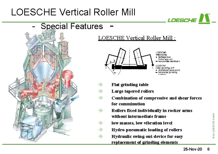 LOESCHE Vertical Roller Mill - Special Features LOESCHE Vertical Roller Mill : è è