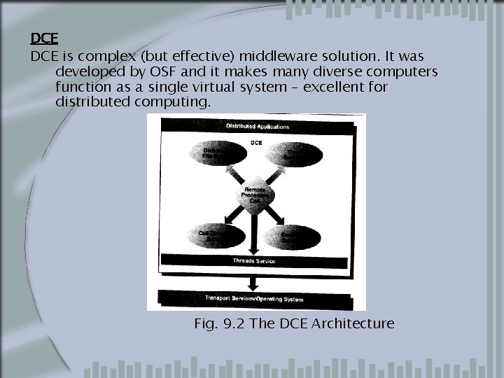 DCE is complex (but effective) middleware solution. It was developed by OSF and it