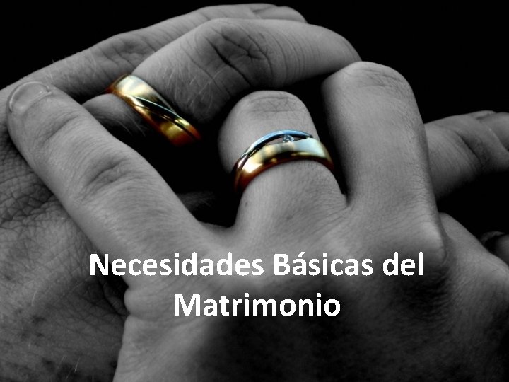 Necesidades Básicas del Matrimonio Necesidades Básicas del Matrimonio