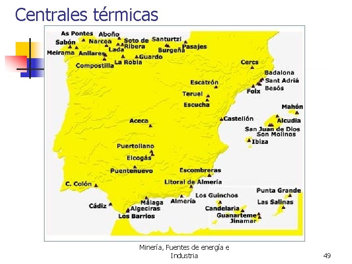 Centrales térmicas Minería, Fuentes de energía e Industria 49 