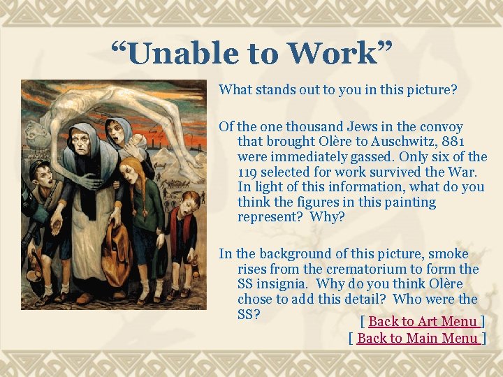 “Unable to Work” What stands out to you in this picture? Of the one