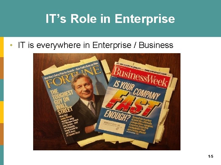 IT’s Role in Enterprise • IT is everywhere in Enterprise / Business 1 -5