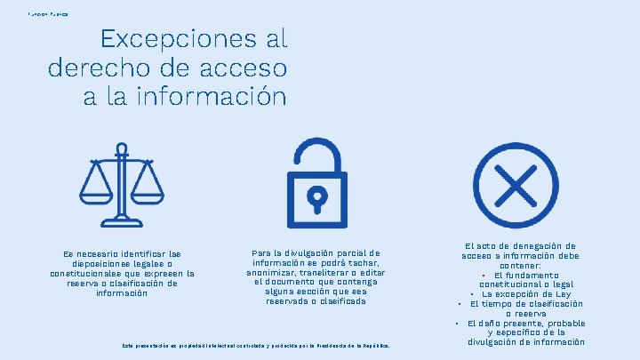 Función Pública Excepciones al derecho de acceso a la información Es necesario identificar las