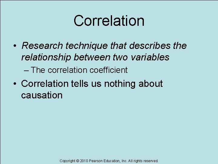 Correlation • Research technique that describes the relationship between two variables – The correlation Correlation • Research technique that describes the relationship between two variables – The correlation