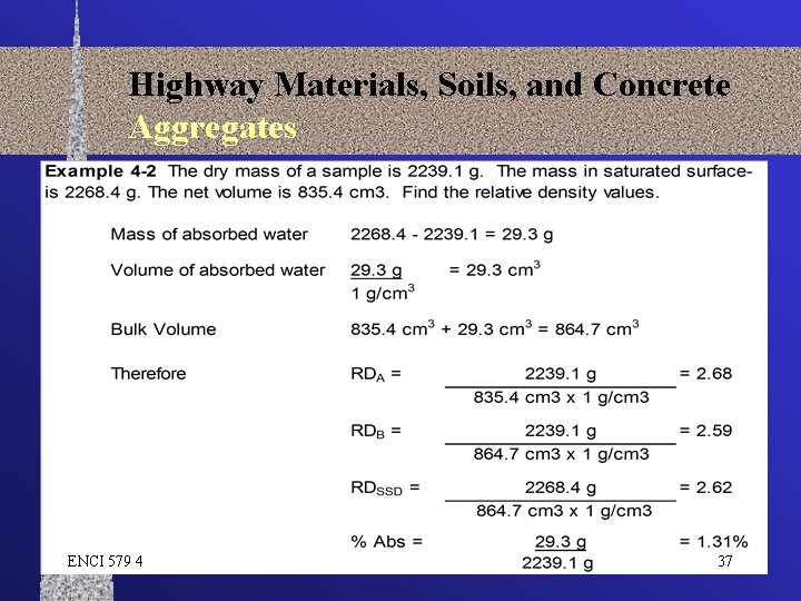Highway Materials, Soils, and Concrete Aggregates ENCI 579 4 37 